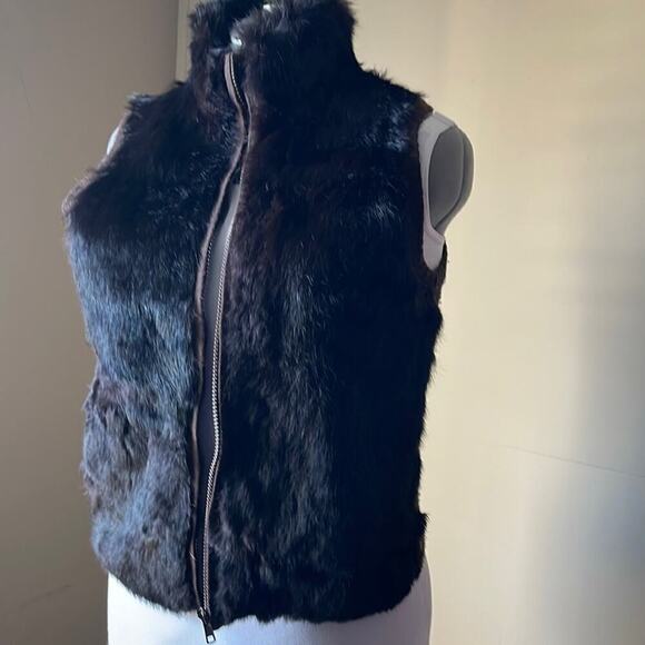 Metro 6 Nina Leonard  deep Brown Fur Vest Lambswool - Picture 1 of 8